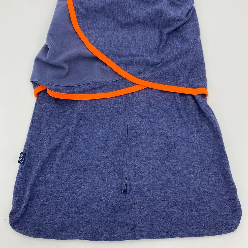 Halo Sleepsack Navy Ideal Temp Swaddle 2 Way Zipper Size 0-3 M 1.5 TOG